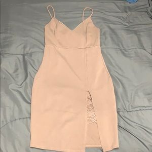 Tan mini fitted dress